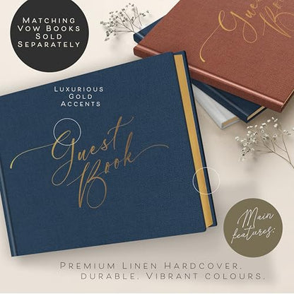 Wedding Guest Book for Reception — Gold-Foiled Guestbook to Sign in, Elegant Baby Shower Guest Book for Party & Birthday — Navy Photo & Polaroid Guest Book for Wedding & Bridal Shower (No Date) - size: No Date