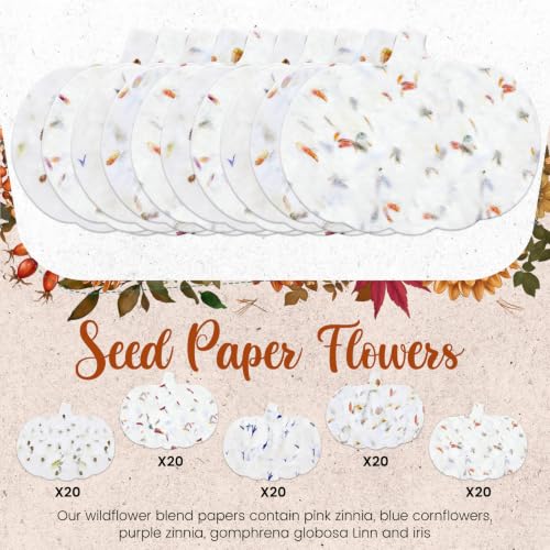 Dunzoom 100 Pcs Handmade Wildflower Seed Paper Tags,Pumpkin Shape - style: Pumpkin Shape