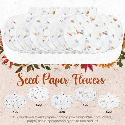 Dunzoom 100 Pcs Handmade Wildflower Seed Paper Tags,Pumpkin Shape - style: Pumpkin Shape