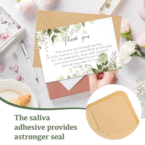 50 Set Funeral Thank You Cards with Envelopes and Matching Seal Stickers,Thank You Sympathy Cards with Message,Bereavement Sympathy for Funeral Family Friends Loved Ones - style: Leaves