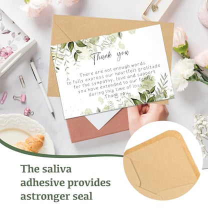 50 Set Funeral Thank You Cards with Envelopes and Matching Seal Stickers,Thank You Sympathy Cards with Message,Bereavement Sympathy for Funeral Family Friends Loved Ones - style: Leaves
