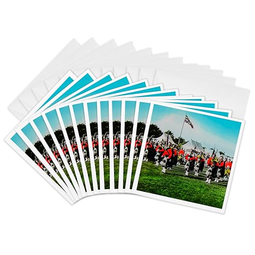 3dRose Greeting Cards - Vintage Scottish Pipers British Army Bagpipes Scotland 1910-12 Pack - Magic Lantern - size: 12 Greeting Cards with envelopes