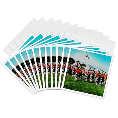 3dRose Greeting Cards - Vintage Scottish Pipers British Army Bagpipes Scotland 1910-12 Pack - Magic Lantern - size: 12 Greeting Cards with envelopes