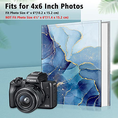 Fintie Photo Album 4x6 Photos - 600 Pockets Large Capacity Albums Book | Vegan Leather Cover, 4X6 Picture Keepsakes, Family/Wedding/Travel Memory Book, Baby/Kids/Boys/Girls Gift, Ocean Marble - color: Ocean Marble