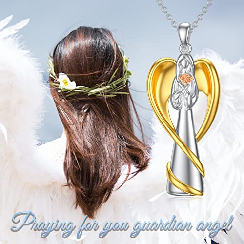 SOULMEET Cremation Jewelry for Ashes, Sterling Silver Urn Necklace for Ashes Women Men, Cherish Memories Cremation Jewelry to Keep Someone Near to You - color: L-Guardian Angel Prayer