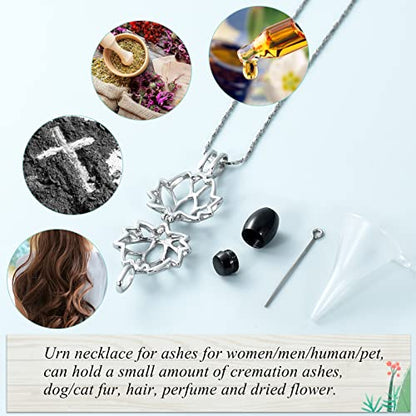 Imrsanl Cremation Jewelry for Ashes - Lotus Flower Ashes Pendant Necklace with Mini Keepsake Urn Memorial Ash Jewelry - color: Lotus-Black