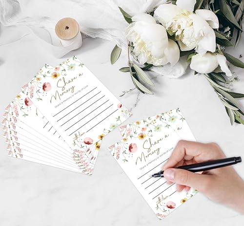 Share A Memory Cards For Celebration Of Life Decorations Ideas - 30 Boho Flowers Memorial Cards and 1 Sign, Guest Book Alternative for Funeral Graduation Wedding Bridal Shower Anniversary Retirement - style: Boho Flowers