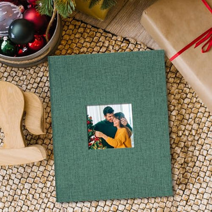 4x6 Slip In Photo Album Holds 200 Pockets Cloth Cover Black | DIY cover window, Acid free pages, PVC free pockets, Family Travel Wedding, Gift ready - color: Black, size: 200 Pockets