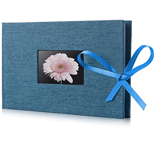 Fabmaker Small Photo Album 4x6, Picture Album, Picture Book, Mini Brag Book | Ribbon Closure, Linen Fabric Cover, Front Window, Sturdy Binding, Acid-free, PVC free, Artwork Weddings Family Boudoir - color: Light Blue, size: 12 Pockets/1PK