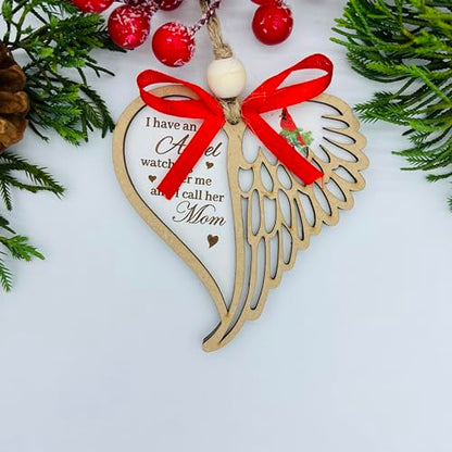 Mom Memorial Angel Wing Ornament - I Have an Angel Mom, Christmas Sympathy Gift for Loss of Mother, Cardinal Memorial Gift - style: S01