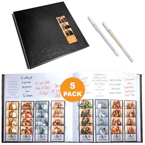2x6 Strip Album, Black Cover White Pages, 2 Gel Pens, 5pk - color: B&W, size: 5