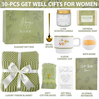 Get Well Soon Gifts Set for Women Sympathy Gift Baskets for Loss of Loved One,Feel Better Inspirational Thinking of You Gift for Wife/Sister/Friend/Mom (Sage) - color: Sage