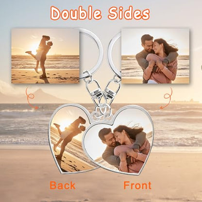 Double Sided Custom Keychain With Picture Alloy Color Printing Personalized Photo Keychain Customizable Text Gifts - color: A-heart