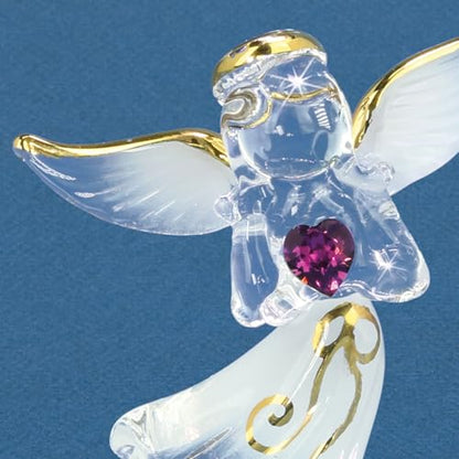 Glass Baron Remembrance Angel Figurine with Crystal Heart and Gold Halo | Handcrafted Angel Figurine with Austrian Crystal Heart, 22K Gold Halo, and Always By Your Side Message - color: Always By Your Side