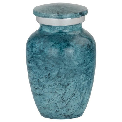 Aluminum Blue Marble Keepsake Cremation Urn, 3 Inches High - color: Aqua Harbor
