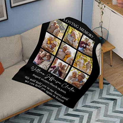 Custom Memorial Blanket We Will Hold You in Our Hearts Until We Can Hold You Again in Heaven Personalized Photo Collection Blanket Memorial Gifts for Loss of Son Daughter Grandma Dad Mom