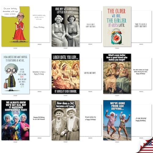 NobleWorks, 36 Assorted Box Set Funny Birthday Greeting Cards w/ 5 x 7 Inch Envelopes for Men and Women (36 Designs, 1 Each) Bday Getting Old AC10798BDG-B1x36 - style: Getting Old