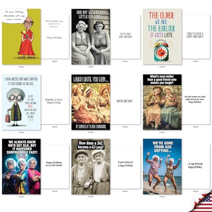 NobleWorks, 36 Assorted Box Set Funny Birthday Greeting Cards w/ 5 x 7 Inch Envelopes for Men and Women (36 Designs, 1 Each) Bday Getting Old AC10798BDG-B1x36 - style: Getting Old