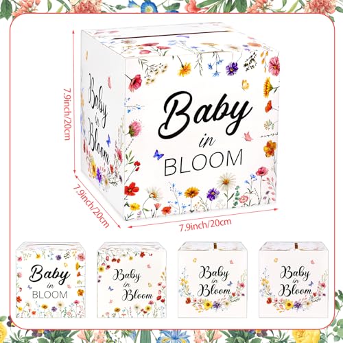 Hxezoc Baby in Bloom Card Box Baby Shower Wildflower Favors Post Box Cardboard Receiving Diaper Raffle Card Box Holder for Reception, Baby Showers, Baby Birthday Party Table Centerpiece Decorations - style: Baby in Bloom
