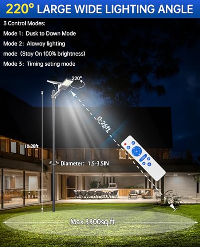 JAYNLT Y-6500W Solar Street Lights Outdoor, Commercial Parking Lot Lights - size: Large