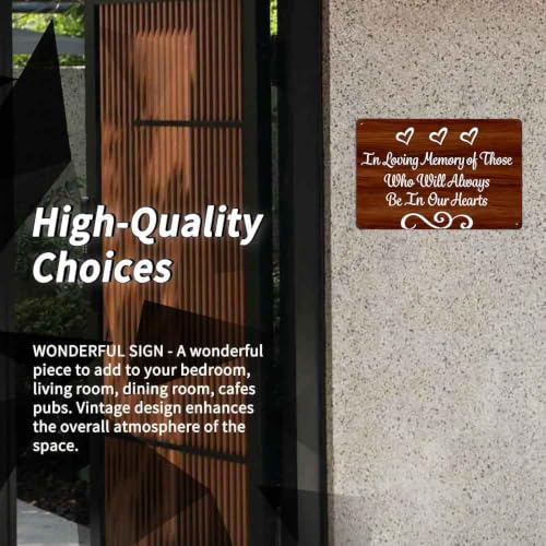 12X8in Aluminum In Loving Memory Wall Decor Sign | Rustic Wood Grain Printed Aluminum Memorial Sign For Home, Patio, Wedding, Funeral Remembrance Decor