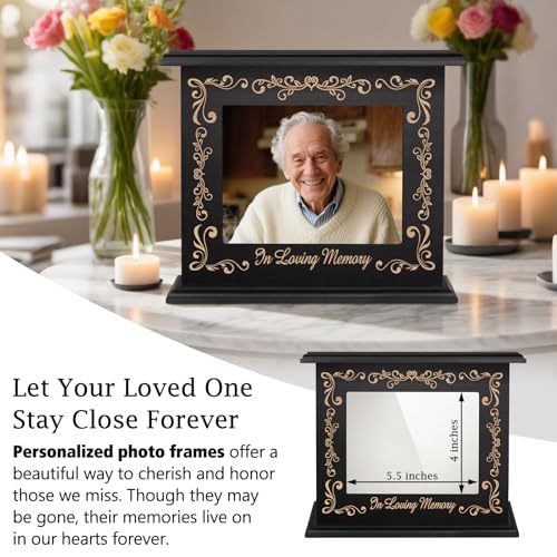Abooxiu Cremation Urns for Human Ashes Keepsake Urn for Ashes, Burial Funeral Memorial Decorative Urns, Wooden Box and Casket Men Women Adult Male or Female with Photo Frame - Up to 200 LBS