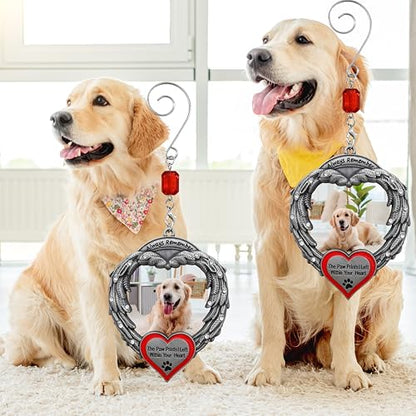 Dog Memorial Ornament Set of 3, Paw Prints Left Within Your Heart Sympathy Gift, Pet Loss Remembrance Hanging Ornaments with Gift Storage Bags, Bereavement Keepsake for Dog Mom, Dog Dad, Family, 4" - size: 3 Pieces - Standard