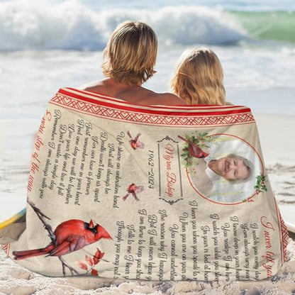 Personalized Memorial Blankets with Photos, in Memory of Loved One Gifts, Sympathy Bereavement Cardinal Blanket for Loss of Mom Dad Grandma Husband Son Daughter - color: New Arrivals-1