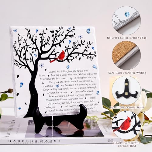 WOODEXPE Sympathy Plaque Sympathy Gift Memorial Gifts with Wooden Stand A Limb Has Fallen from The Family Tree Funeral Condolences Bereavement Grief Gifts Decor Sign Plaque for Loss of Loved One