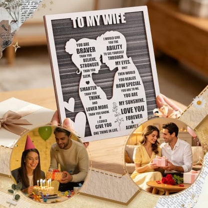Mothers Day To My Wife Plaque | Valentines Romantic Gifts for Wife from Husband, Rustic Love Sign for Wife's Birthday, Wedding Anniversary, Christmas & Just Because - style: To My Wife