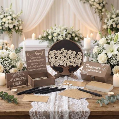 Amyhill Celebration of Life Favors Memory Guest Book, Tree, Brown - style: Tree