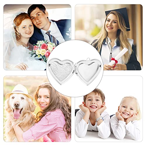 PH PandaHall About 15pcs Stainless Steel Locket Pendants Photo Frame Charms Heart Pendants Hypoallergenic Love Wedding Photo Charms for DIY Memorial Necklace Making 29x29x7mm, Hole 2mm - size: 29x29x7
