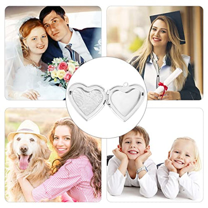 PH PandaHall About 15pcs Stainless Steel Locket Pendants Photo Frame Charms Heart Pendants Hypoallergenic Love Wedding Photo Charms for DIY Memorial Necklace Making 29x29x7mm, Hole 2mm - size: 29x29x7