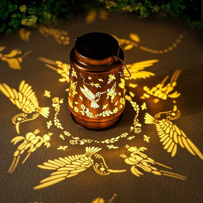 Hummingbird Solar Lanterns Outdoor Waterproof Hanging Solar Lights Gifts for Women Men Mom Metal Decorative LED Lantern Outside for Decor Garden,Yard,Patio,Lawn,Porch,Backyard - style: A、1Pack-Hummingbird