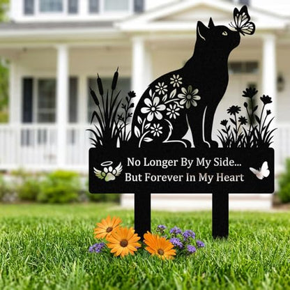 Cat Grave Marker for Cat Cemetery, Metal Yard Memorial, Garden Stake Decoration for Loss of Pet