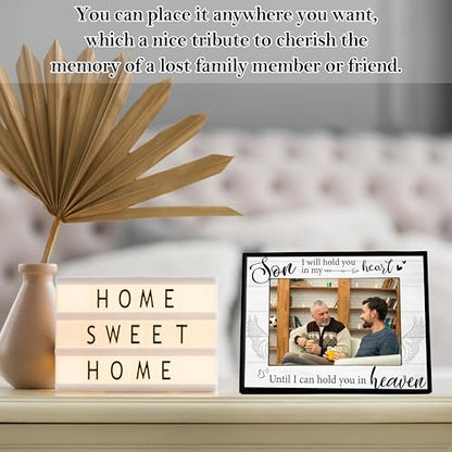 Memorial Gifts for Loss of Son, Bereavement Picture Frame, Remembrance Gift Photo Frame, Loss of Son Sympathy Gifts for Mother, Fits 4x6 In Photo for Tabletop Display - L09 - style: loss of son 2