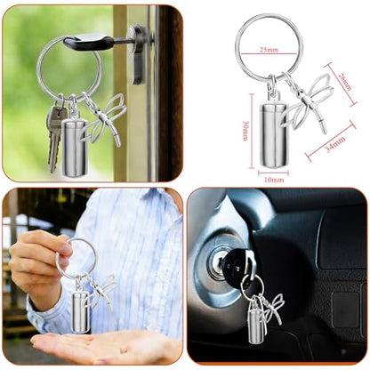 Gredstar Cremation Urn Keychain for Ashes, Cylinder Memorial Keepsake - color: Dragonfly