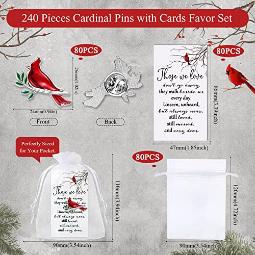 Jexine 240 Pcs Cardinal Pins Bulk Gift Funeral Favor Memorial Cards,Classic | Include 80 Cardinal Pins, 80 Cards, 80 Gift Bags, Celebration of Life Favors Memorial Keepsakes for Funeral Service Guests - style: Classic
