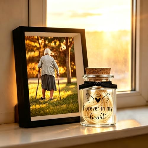 Personalization Memorial Photo Frame with Glass Keepsake Jar，Perfect for Preserving Loved One’s Hair & Memories，Sympathy Bereavement Gift - Holds 4x6 inch pictures (Black 3) - color: Black 3