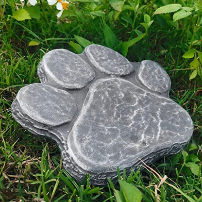 Pawprint Memorial Stone, DIY Lettering Beautiful Dog Grave Marker Comforting for Backyard for Puppy (Rock Grey)
