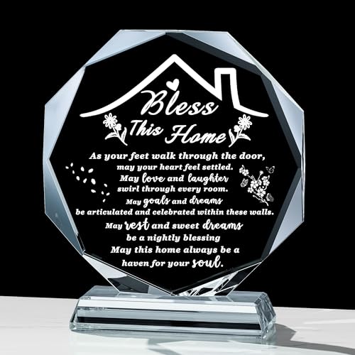 House Warming Gifts New Home Crystal Decor Plaque Housewarming Gift Keepsakes for New Homes for Couple Women Men Friends Bless this Houses Warming Gifts New Apartment - style: 12cm BJXK Housewarming