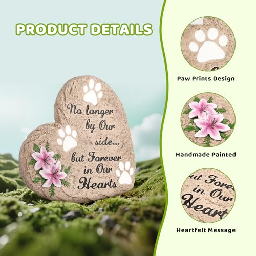 Dog Memorial Gifts for Loss of Dog Sympathy Gift, Heart Shaped Pet Memorial Gifts for Dogs, Pet Dog Memorial Stone Dog Remembrance Bereavement Passing Away Gifts for Indoor, Outdoor, Garden (10 inch)