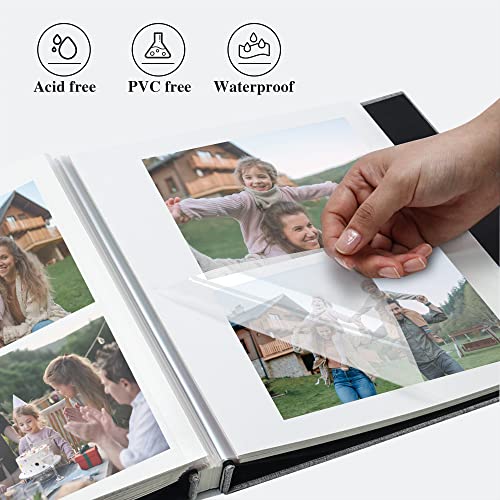 Vienrose Large Photo Album Self Adhesive for 4x6 8x10 Pictures Linen Scrapbook Album DIY 40 Blank Pages with A Metallic Pen - color: Grey, size: 11"x10.6" 40Pages