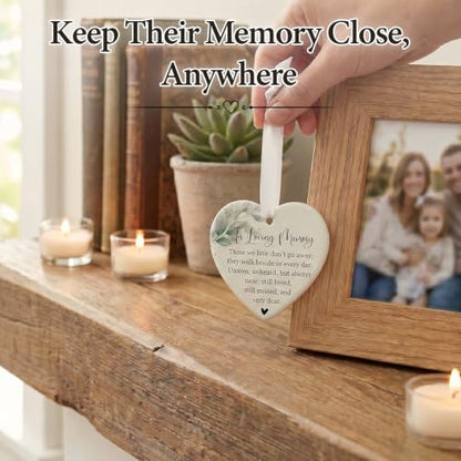 in Loving Memory Gift for Loss of Loved One, Sympathy Keepsake with Ceramic Heart and Comforting Message, Celebration of Life Tribute in Linen Box for Mom Dad Husband Wife Grandma Grandpa