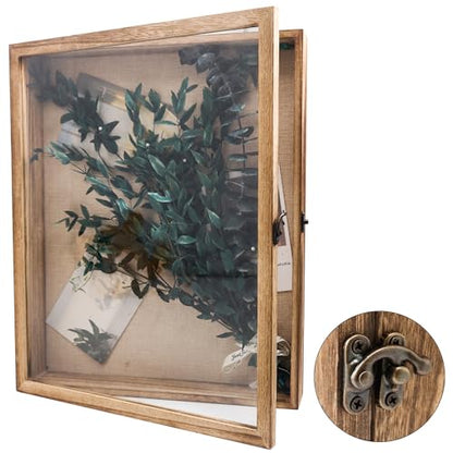 Shadow Box Frame 13x16, Wood Display Boxes with Linen Back - color: Wood, size: 13*16