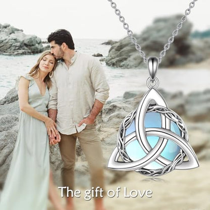 WINNICACA Celtic Knot Necklace 925 Sterling Silver Celtic Pendant Irish Urn Necklace Jewelry Birthday Anniversary Valentine's Day Gifts for Her Women Wife Girlfriend Daughter - style: 1-Celtic Knot Necklace(Moonstone)