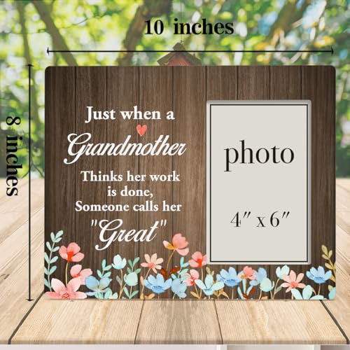 Great Grandmother Gifts, Gifts for Grandma Wood Photo Frame 8X10 | Great Grandmother Picture Frame (Photo 4X6 Inches) - color: Just