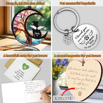 Personalized Dog Memorial Gifts, Engraved Pet Memorial Ornament, Pet Sympathy Keychain, Loss of Animal Sympathy Card, Rainbow Bridge Dog Loss Gift, Bereavement Suncatcher Window Hanging - color: 00. Custom