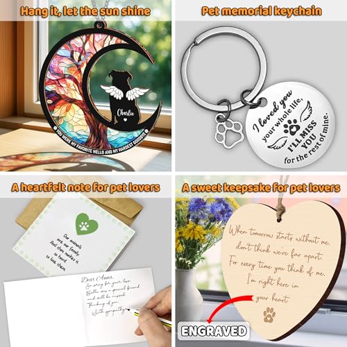 Personalized Angel Dog Memorial Suncatcher, Engraved Pet Memorial Ornament, Pet Sympathy Keychain, Loss of Animal Sympathy Card, Rainbow Bridge Dog Loss Gift, Bereavement Suncatcher Hanging - color: 00. Custom
