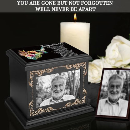 ADMLC Cremation Urns for Human Ashes Adult Up to 200 IBS with Photo Frame | 100% Wooden Handcrafted Memorial Keepsake Urn for Ashes,Funeral Burial Caskets Urn Suitable for Male Female Men Women Dad Mom